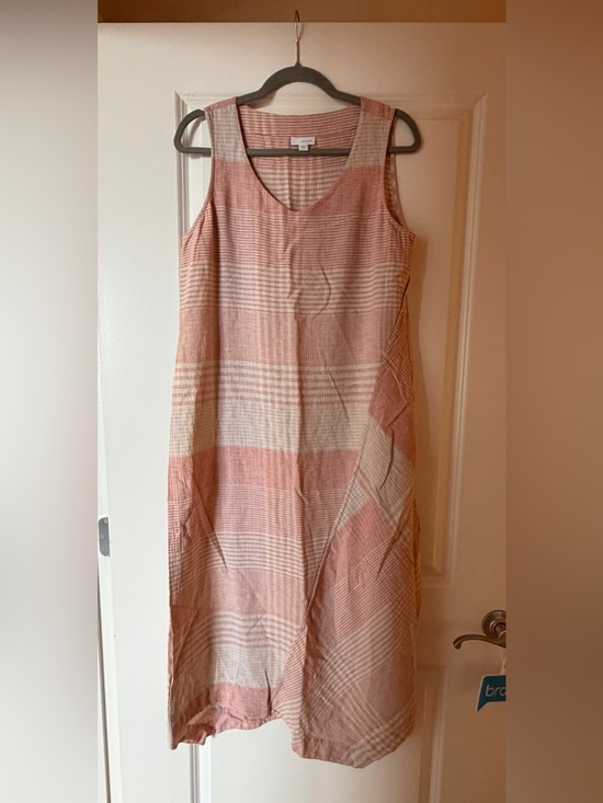 J. Jill Dresses & Skirts - J Jill Sleeveless Pink Stripe Linen Blend Shift Dress